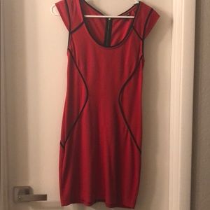 Express red full zip back dress